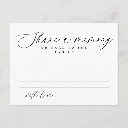 Funeral Service, Share a memory, Sympathy Card Postkarte (Vorderseite)