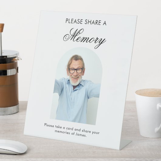 Funeral Share a Memory Minimal Simple Photo Arch Sockelschild (In Situ)