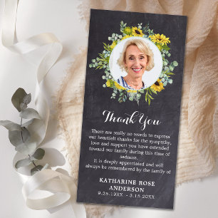 Funeral Sunflower Eucalyptus Slate Photo Sympathy Dankeskarte