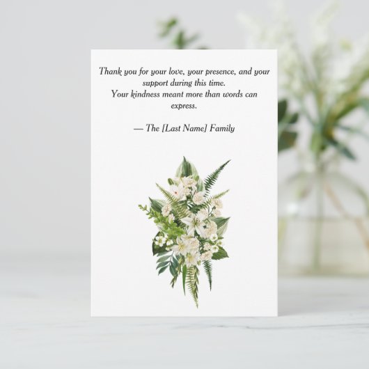 Funeral Thank You Card Dankeskarte (Stehend Vorderseite)