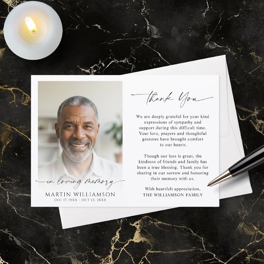 Funeral Thank You Photo In Loving Memory Dankeskarte