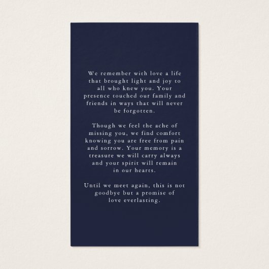 Funeral US Flag Military Photo Prayer Card (Rückseite)