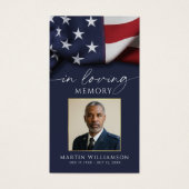 Funeral US Flag Military Photo Prayer Card (Vorderseite)