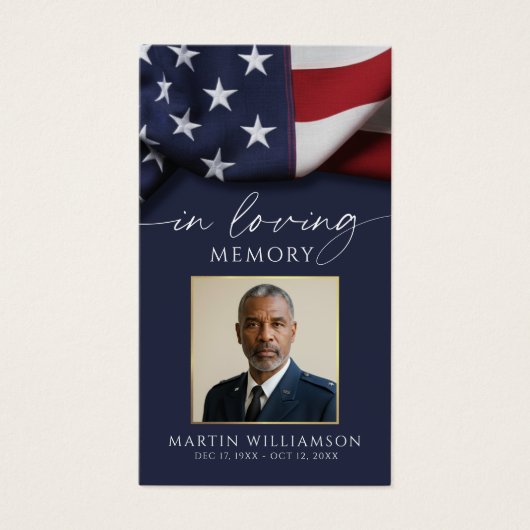 Funeral US Flag Military Photo Prayer Card (Vorderseite)