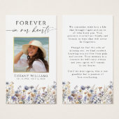 Funeral Wildflower Forever Hearts Prayer Card (Vorne & Hinten)