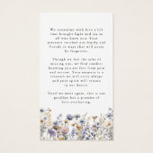 Funeral Wildflower Forever Hearts Prayer Card (Rückseite)
