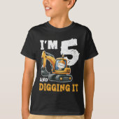 Fünf 5jährige 5th Birthday Digger Boy Construction T-Shirt (Vorderseite)
