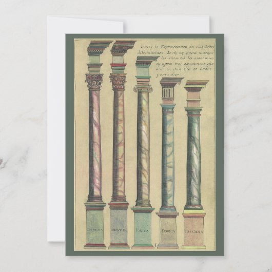 Fünf Architekturaufträge von Vignola Einladung (Vorderseite)