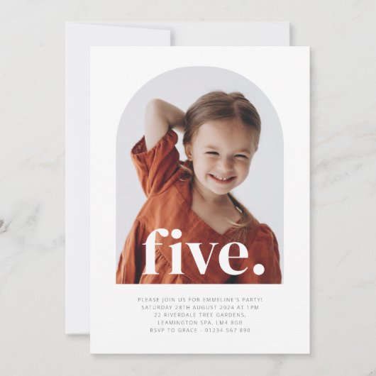 Fünf Arted Foto zum Geburtstag Einladung (Vorderseite)