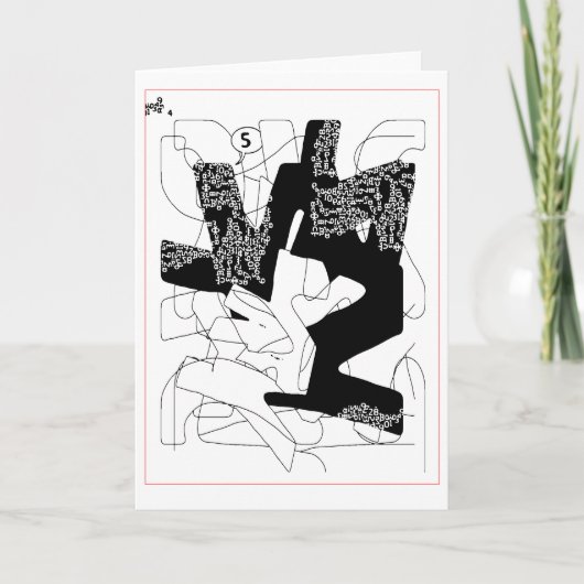 Fünf ausgesprochen (schwarz, weiß und rot) karte (Vorderseite)