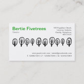 Fünf Bäume - Schwarz auf Weiß Visitenkarte (Rückseite)