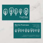 Fünf Bäume - Weiß auf aquamarinem Grün Visitenkarte (Vorne/Hinten)