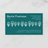 Fünf Bäume - Weiß auf aquamarinem Grün Visitenkarte (Rückseite)