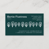 Fünf Bäume - Weiß auf dunkel Aquamarin Visitenkarte (Rückseite)