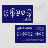 Fünf Bäume - weiß auf dunkelblau Visitenkarte (Vorne/Hinten)