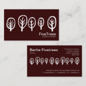 Fünf Bäume - Weiß auf Dunkelbraun Visitenkarte (Vorne/Hinten)