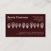 Fünf Bäume - Weiß auf Dunkelbraun Visitenkarte (Rückseite)