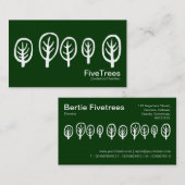 Fünf Bäume - Weiß auf dunkelgrün Visitenkarte (Vorne/Hinten)
