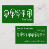 Fünf Bäume - Weiß auf Gras-Grün Visitenkarte (Vorne/Hinten)