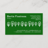 Fünf Bäume - Weiß auf Gras-Grün Visitenkarte (Rückseite)