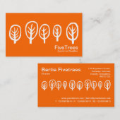 Fünf Bäume - Weiß auf Orange Visitenkarte (Vorne/Hinten)