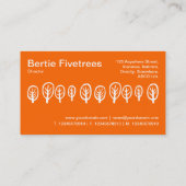 Fünf Bäume - Weiß auf Orange Visitenkarte (Rückseite)