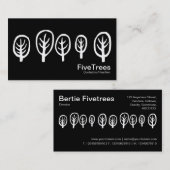 Fünf Bäume - weiß auf schwarz Visitenkarte (Vorne/Hinten)