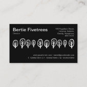 Fünf Bäume - weiß auf schwarz Visitenkarte (Rückseite)