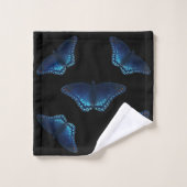 Fünf blaue Schmetterlinge Muster Badhandtuch Set (Waschlappen)