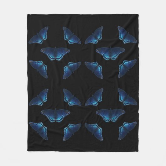 Fünf blaue Schmetterlingsmuster Fleecedecke (Vorderseite)