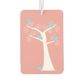 Fünf blaue Vögel in einem Baum (rosa) Autolufterfrischer (Rückseite)