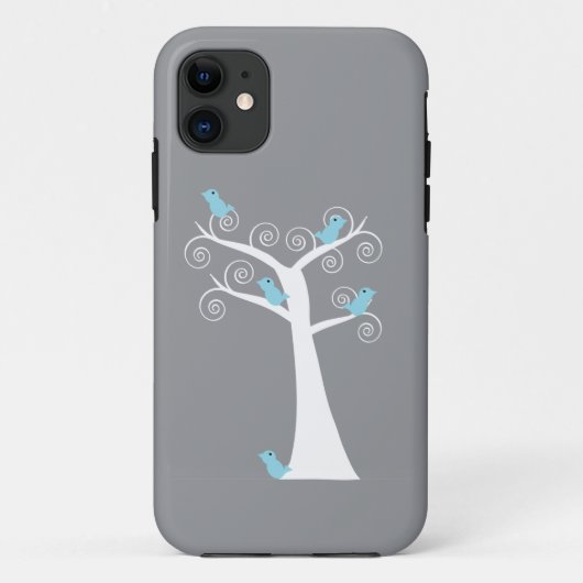 Fünf blaue Vögel in einem Baumfall Case-Mate iPhone Hülle (Rückseite)