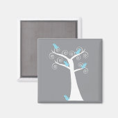 Fünf blaue Vögel in einem Baummagazin Magnet (Vorderseite/Rückseite)