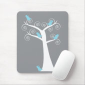 Fünf blaue Vögel in einem Baummousepad Mousepad (Mit Mouse)