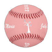 Fünf blaue Vögel in einem Baumrosa, anpassbar Baseball (Vorderseite)