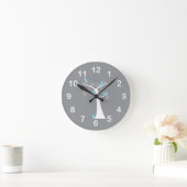 Fünf blaue Vögel in einer Baumwall-Uhr Runde Wanduhr (Zuhause)