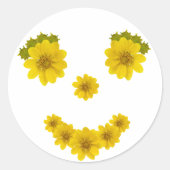 Fünf Blume Lächeln Runder Aufkleber (Vorderseite)