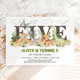 FÜNF | Boy Dinosaurier 5. Geburtstagsparty Einladung