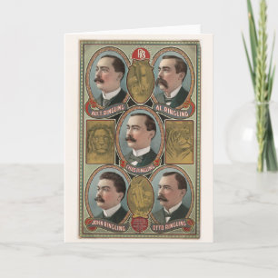 Fünf Brustporträts von Ringling Brother Karte