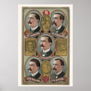 Fünf Brustporträts von Ringling Brothers Poster