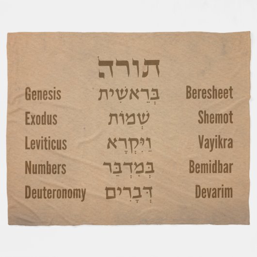 Fünf Bücher der Tora/Bibel auf Hebräisch, Englisch Fleecedecke (Vorderseite (Horizontal))