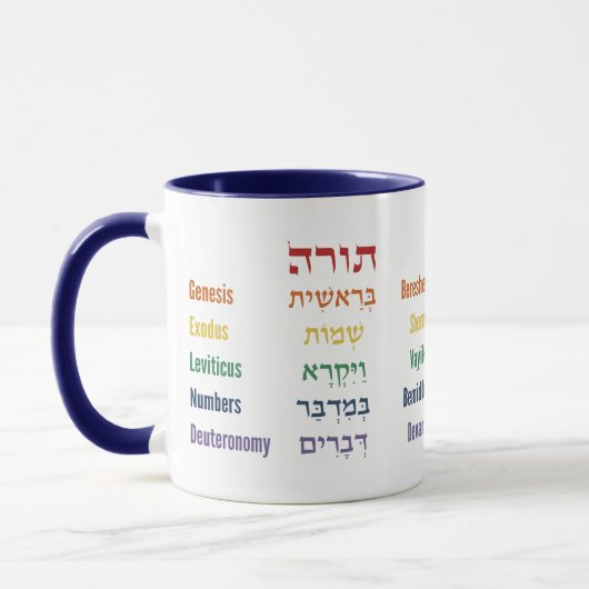 Fünf Bücher der Tora/Bibel auf Hebräisch, Englisch Tasse (Links)
