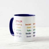 Fünf Bücher der Tora/Bibel auf Hebräisch, Englisch Tasse (Vorderseite Links)