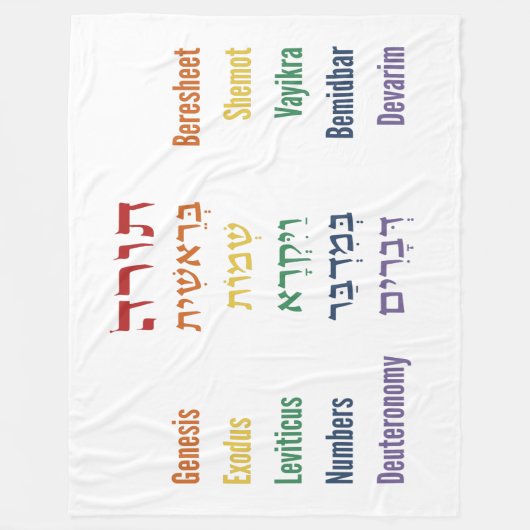Fünf Bücher des hebräischen Tora-Englischen in Rai Fleecedecke (Vorderseite)
