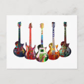 Fünf bunte Gitarren Postkarte (Vorderseite)