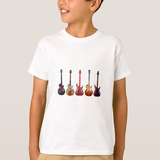 Fünf bunte Gitarren T-Shirt (Vorderseite)