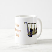 Fünf bunte Saxophones Tasse, Glas oder Reise-Tasse Kaffeetasse (VorderseiteRechts)