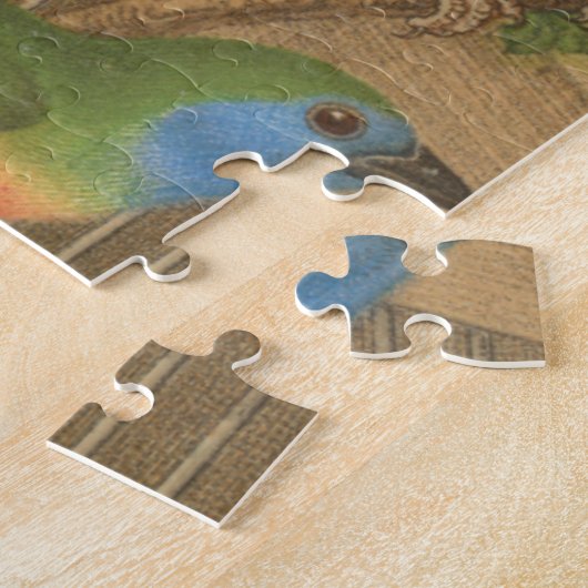 Fünf bunte Tier-Vögel auf einem Zweig Puzzle (Seite)