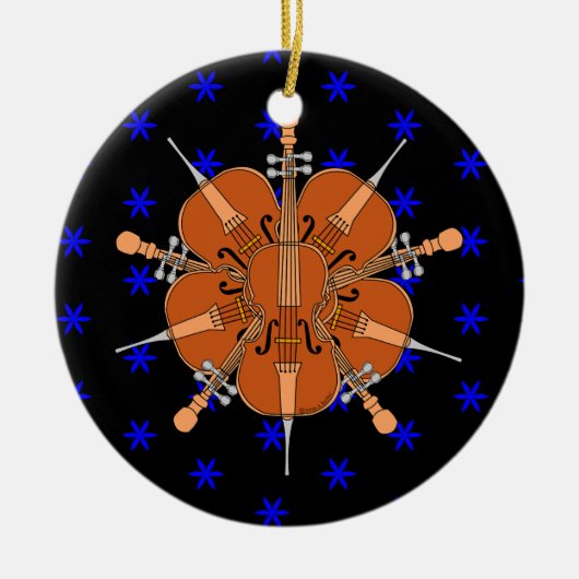 Fünf Cellos Keramik Ornament (Vorne)