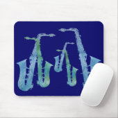 Fünf coole blaue Saxes Mousepad (Mit Mouse)